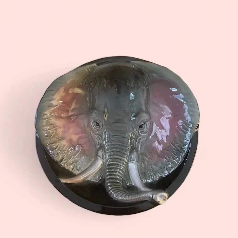 MCM Italian Elephant 3D Face Plate Bowl Dish Ceramic Safari Italy. Rare